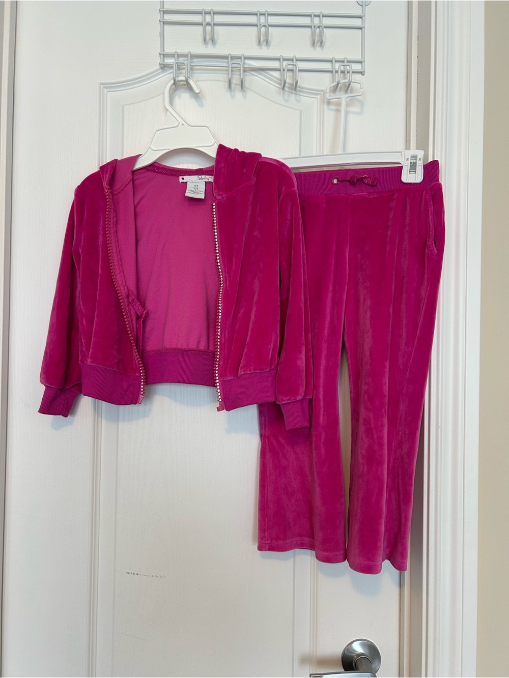 Hot Pink Velour Zip Hoodie and Pants Set